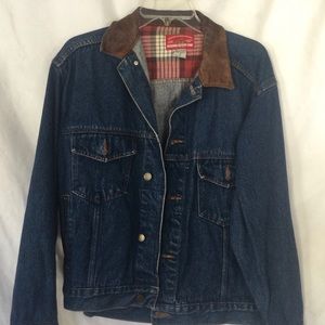 VINTAGE MARLBORO JEAN JACKET LEATHER COLLAR